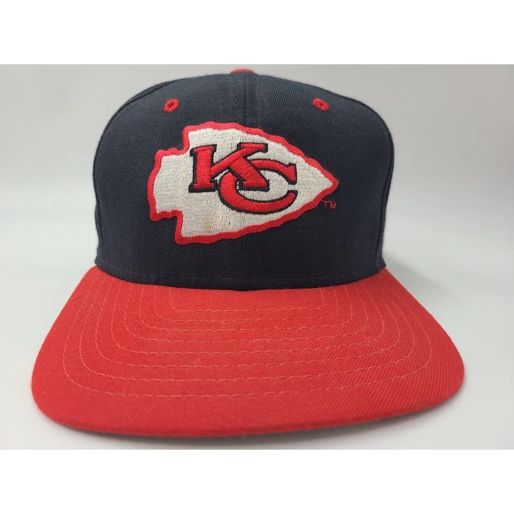 Vintage Kansas City Chiefs New Era Low Profile‎ Snapback Hat Cap Wool Black Red